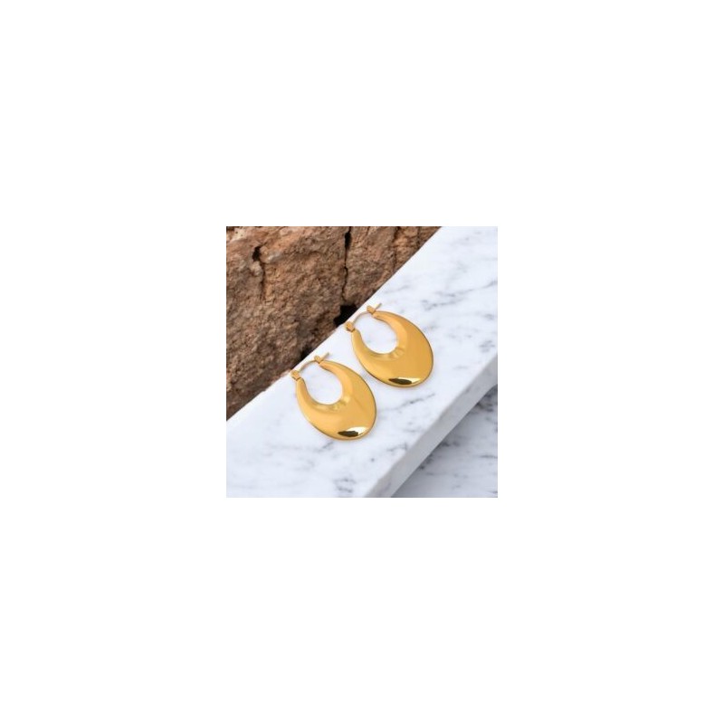 Pendientes dorados acero inoxidable  ovales