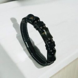 Pulsera caballero bloques acero inoxidable y piedra natural negra