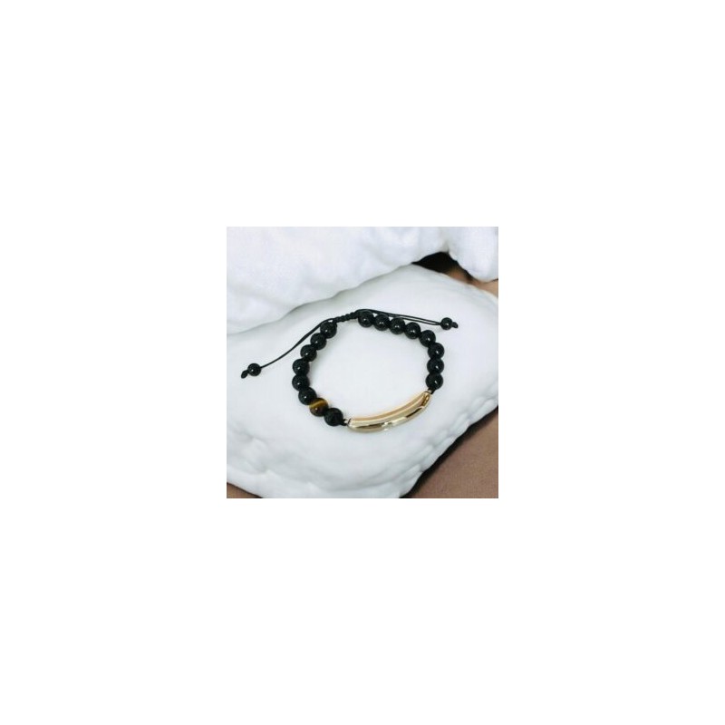 Pulsera caballero ojo de tigre placa acero inoxidable