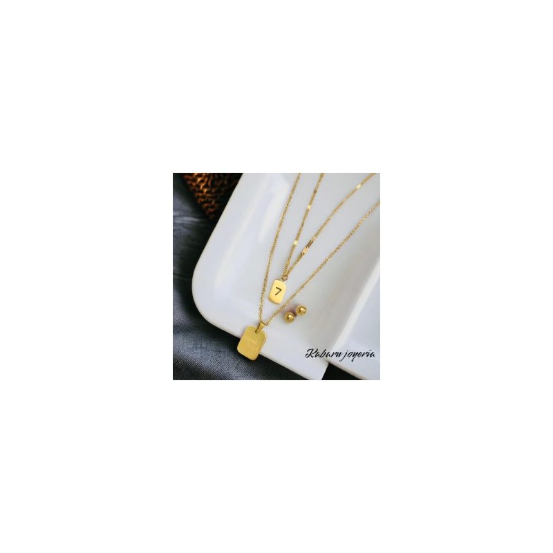 Conjunto dorado 2 lienzos acero inoxidable placa 7