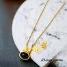 Conjunto conejo piedra negra acero inoxidable