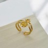 Anillo dorado ajustable acero inoxidable estrella y sol