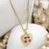 Collar dorado acero inoxidable corazon cerezas