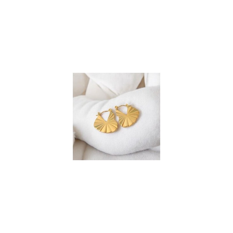 Aretes dorados acero inoxidable hojas