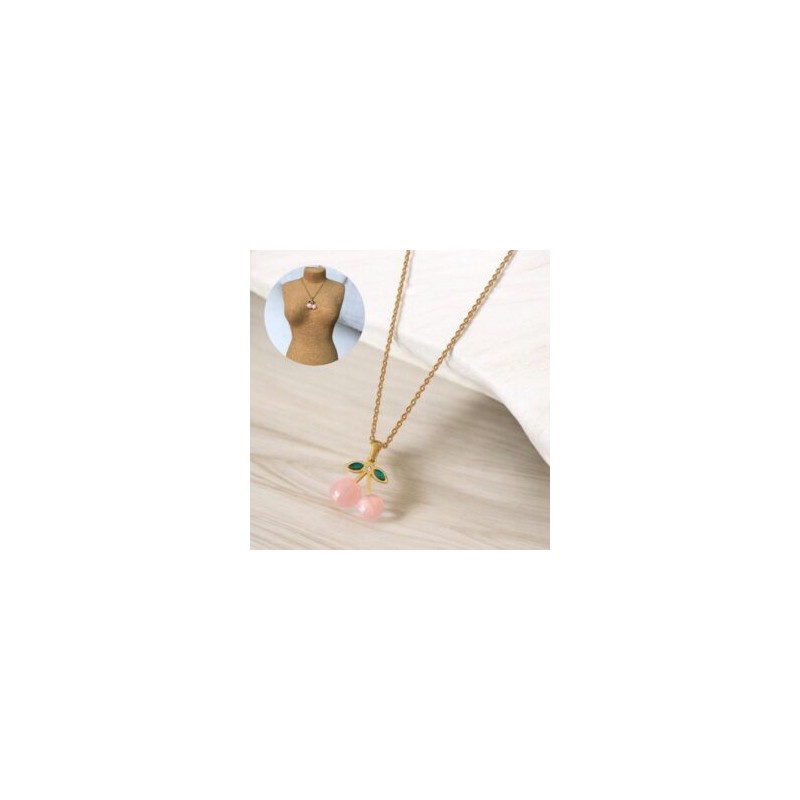Collar dorado acero inoxidable cerezas
