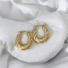 Aretes dorados acero inoxidable tipo U
