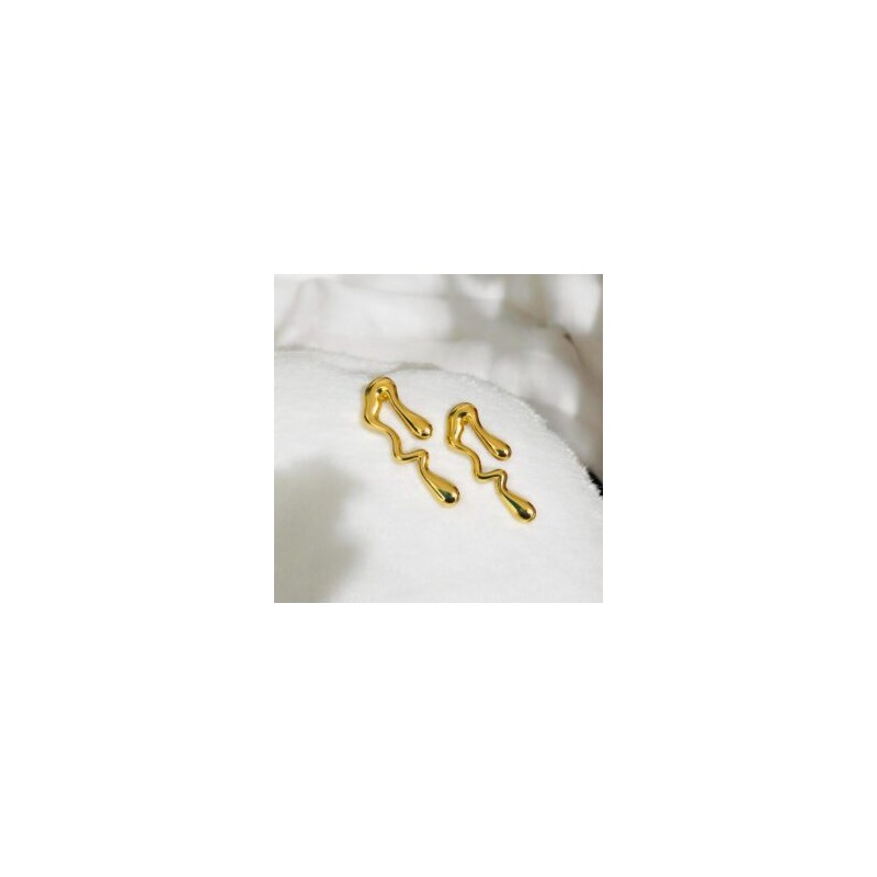 Pendientes dorados acero inoxidable gota