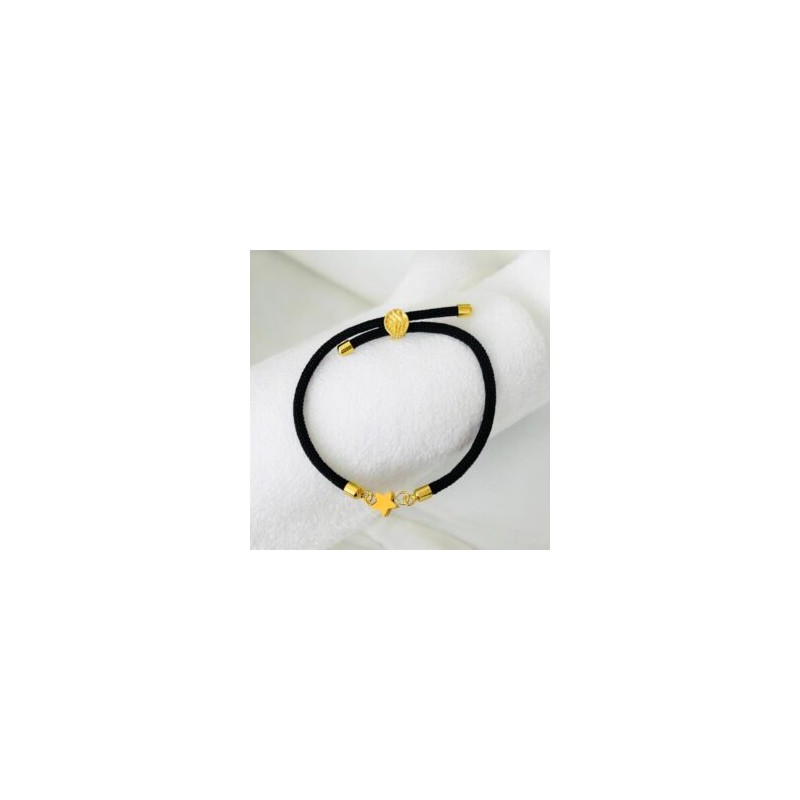 Pulsera negra nylon dije acero inoxidable estrella
