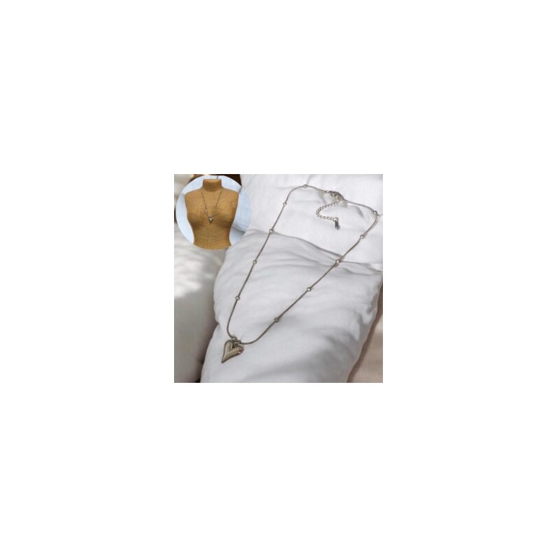 Collar color plata acero inoxidable corazon