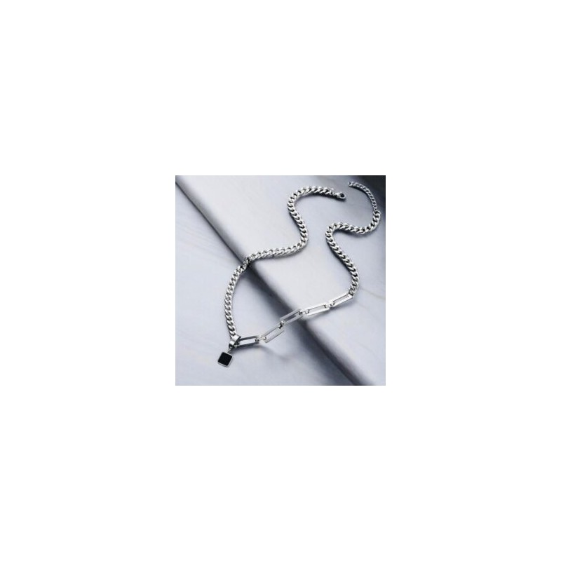 Collar color plata acero inoxidable unisex