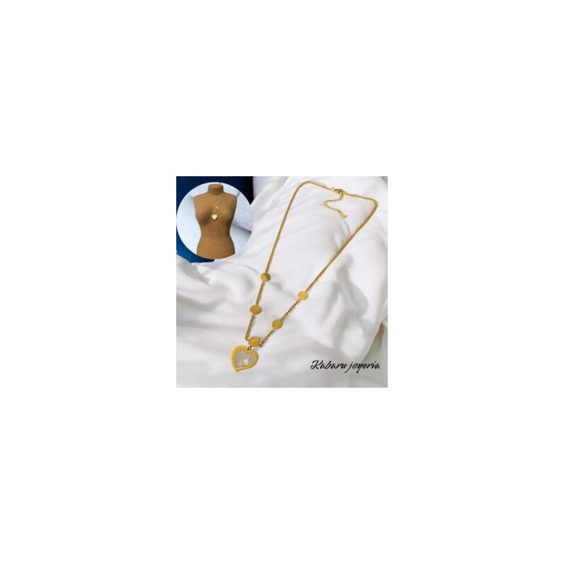 Collar dorado acero inoxidable corazon