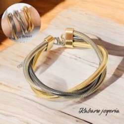 Pulsera dos tonos acero inoxidable retro