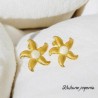 Pendientes dorados acero inoxidable estrella mar perla