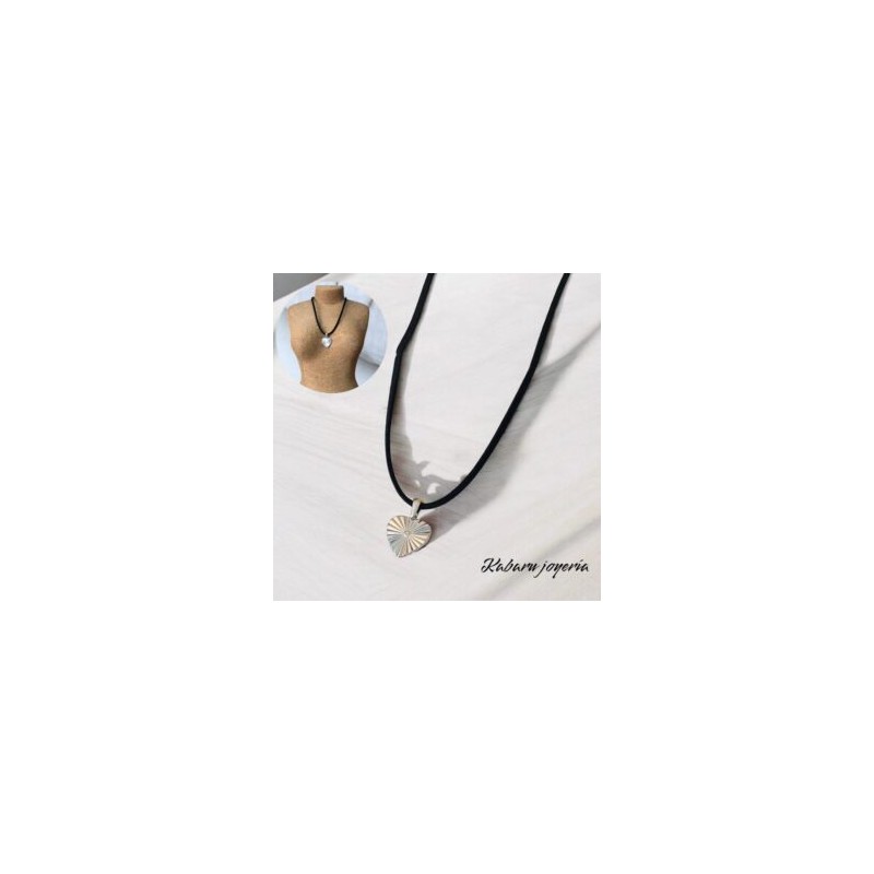 Chocker negro dije acero inoxidable corazon plata