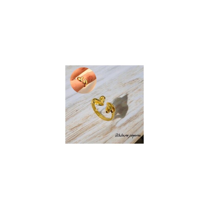 Anillo ajustable dorado acero inoxidable corazon
