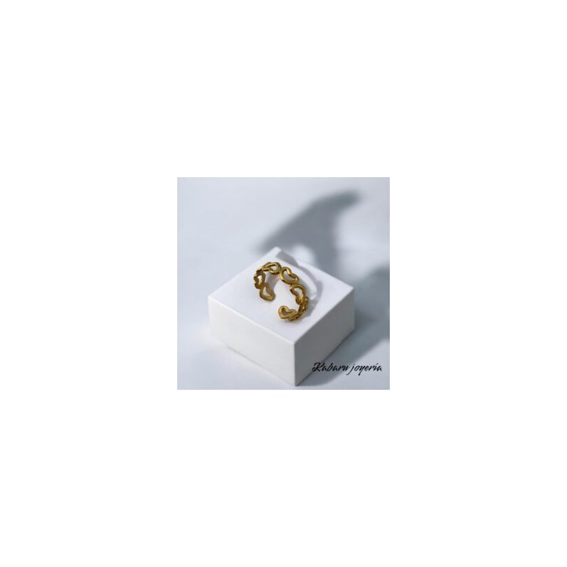 Anillo ajustable dorado acero inoxidable corazones