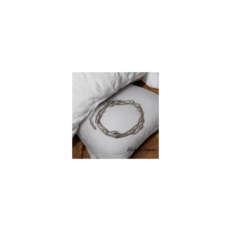 Pulsera color plata acero inoxidable triple