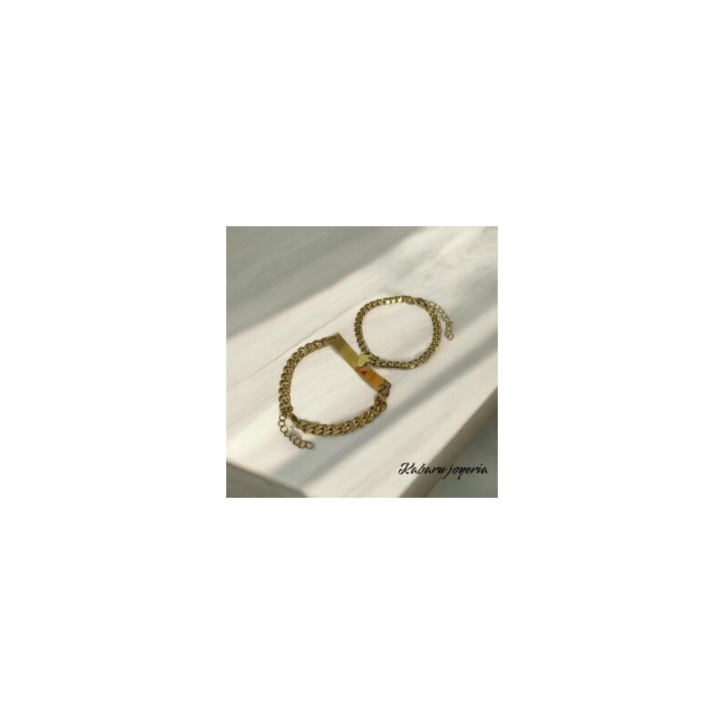 Pulsera dorada acero inoxidable corazon parejas