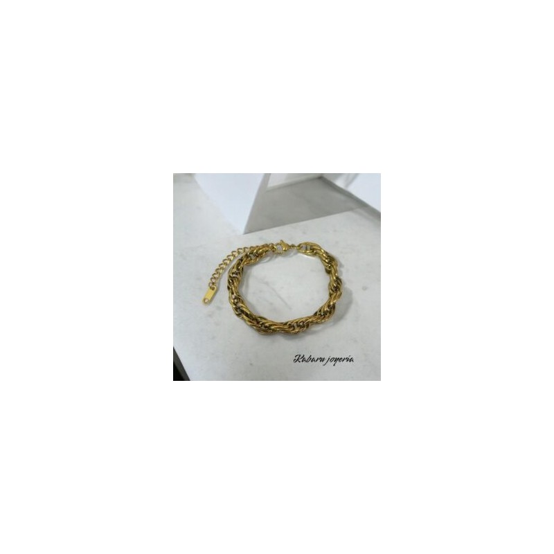 Pulsera dorada acero inoxidable torsion