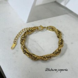 Pulsera dorada acero inoxidable torsion