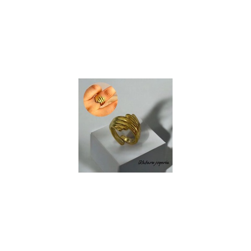 Anillo ajustable dorado acero inoxidable retro