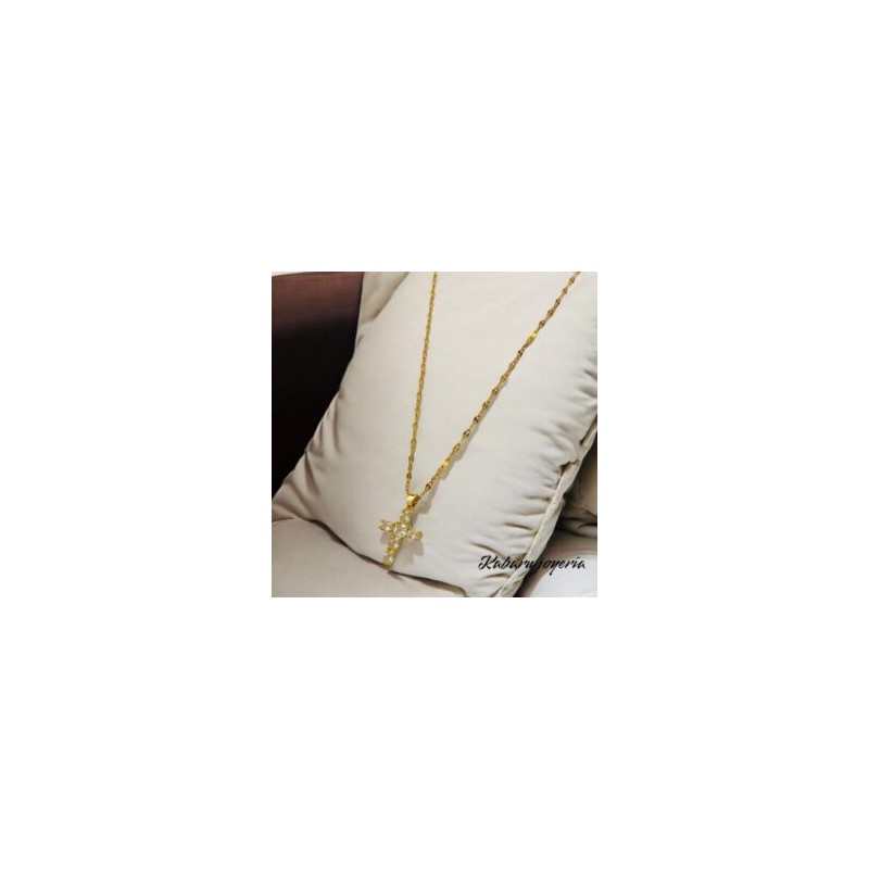 Collar dorado acero inoxidable Cruz