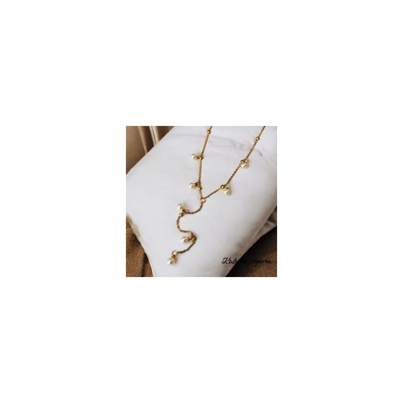Collar dorado acero inoxidable perlas