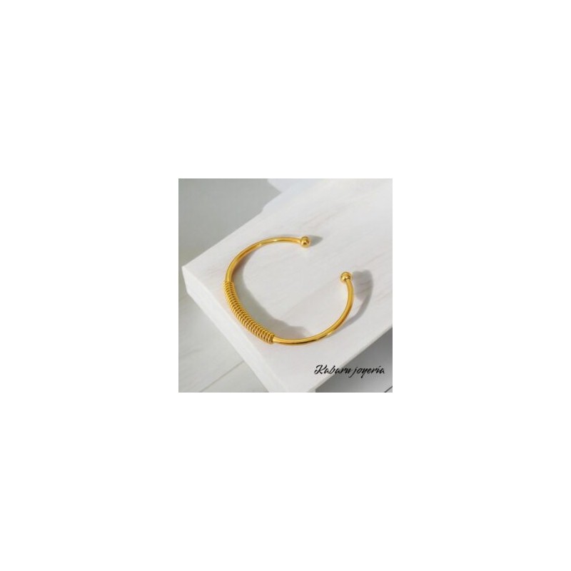 Pulsera dorada acero inoxidable de puño
