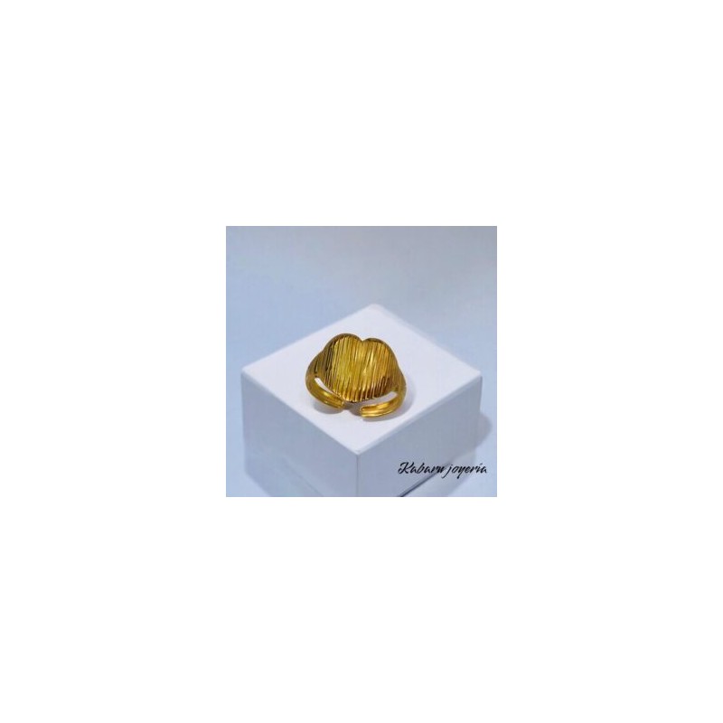 Anillo ajustable dorado acero inoxidable corazon