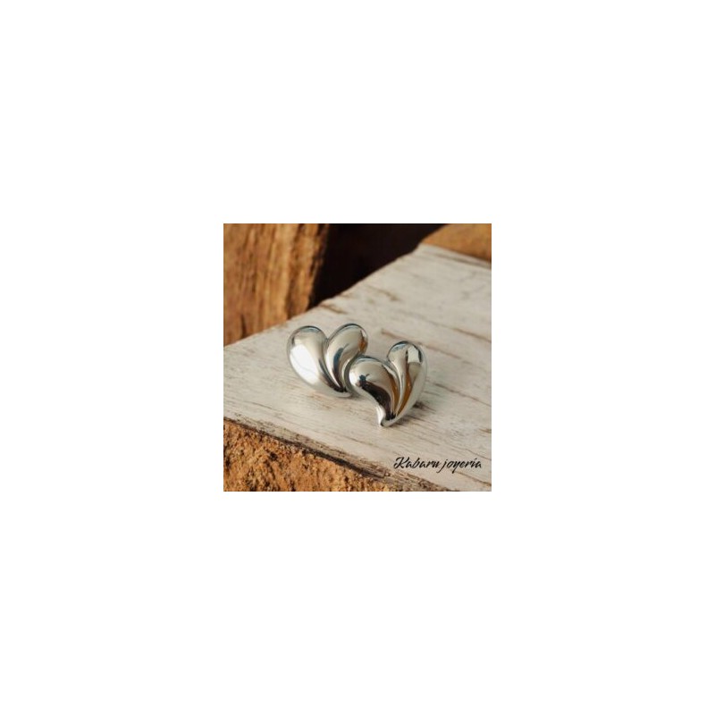 Pendientes color plata acero inoxidable corazon