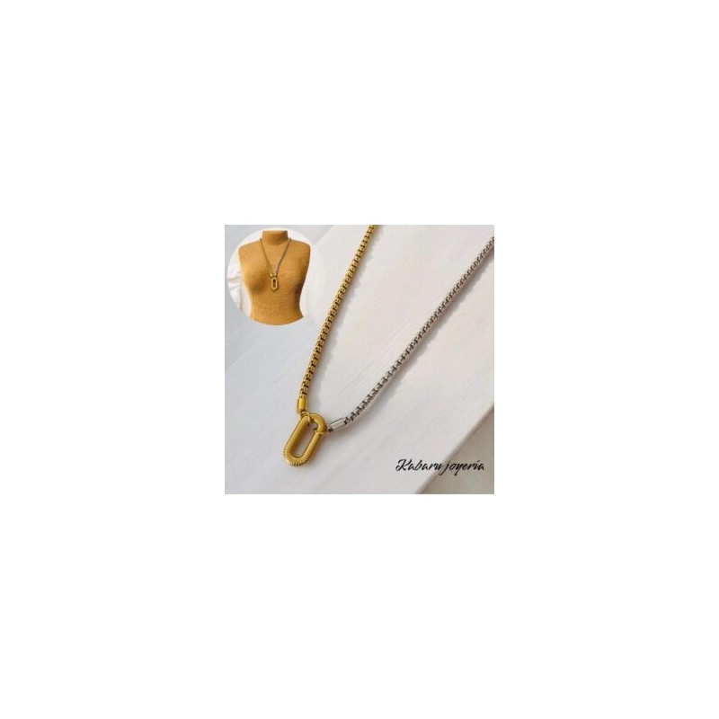 Collar 2 tonos acero inoxidable hebilla