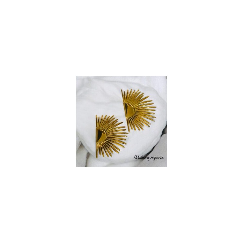 Pendientes dorados acero inoxidable sol