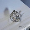 Anillo ajustable color plata acero inoxidable floral
