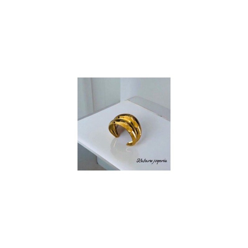 Anillo ajustable dorado acero inoxidable ancho