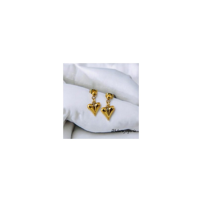 Pendientes dorados acero inoxidable corazon