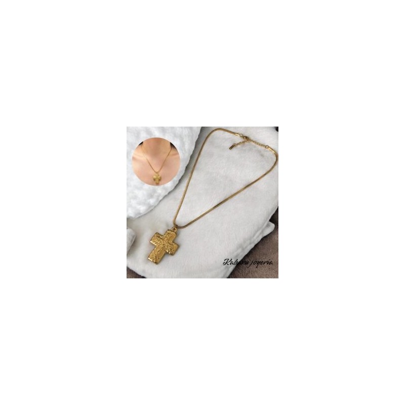 Collar dorado acero inoxidable Cruz