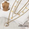 Collar 3 lienzos dorado acero inoxidable corazones