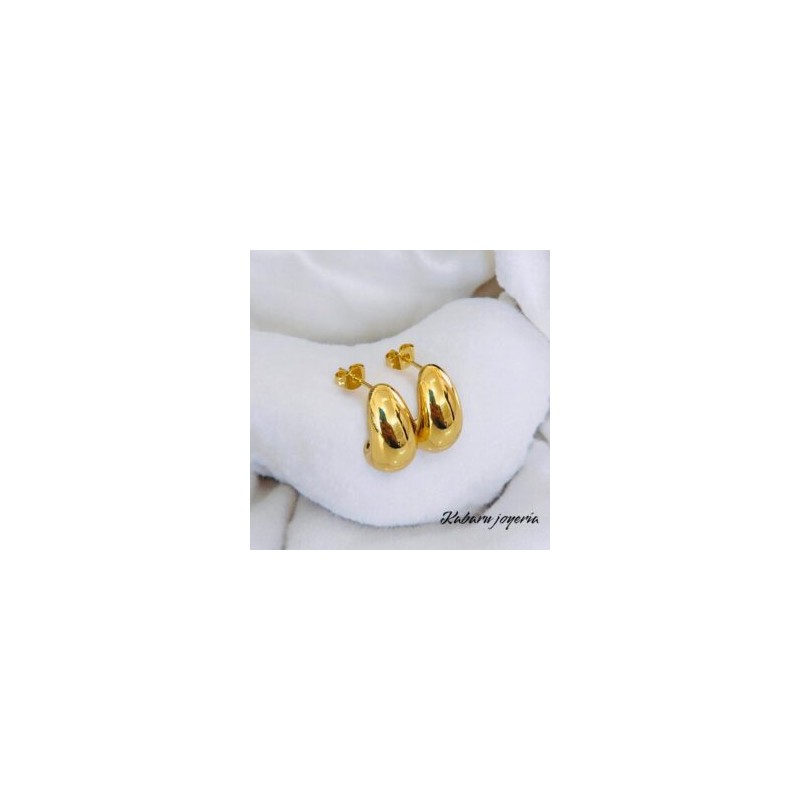 Pendientes dorados acero inoxidable gota