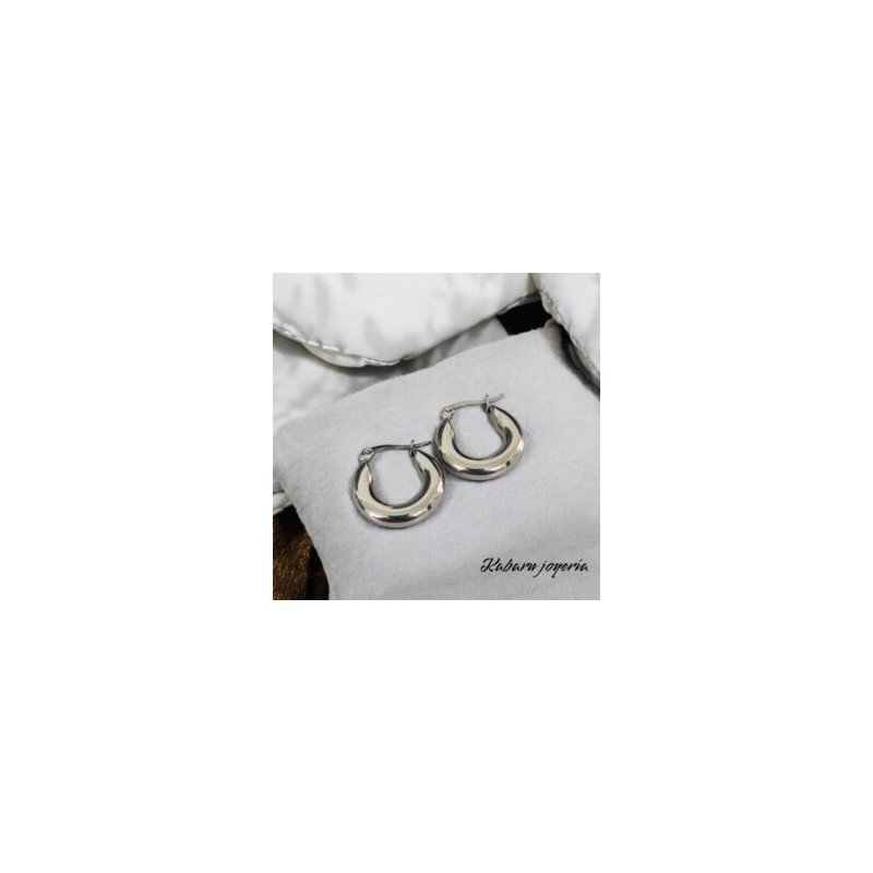 Arracadas color plata acero inoxidable gruesas | Joyería Ensueño