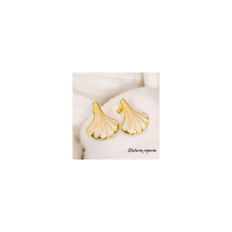 Pendientes acero inoxidable gota blanco