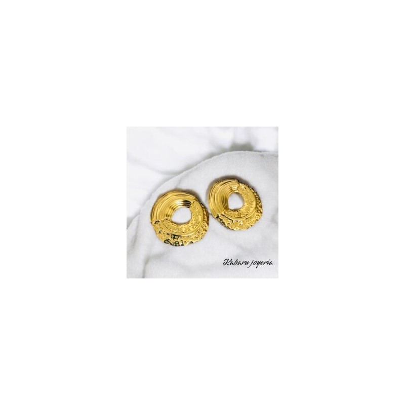 Pendientes dorados acero inoxidable circular