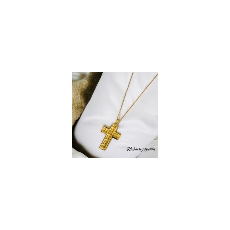 Collar dorado acero inoxidable Cruz