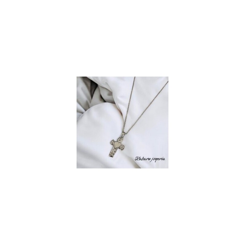 Collar color plata acero inoxidable Cruz