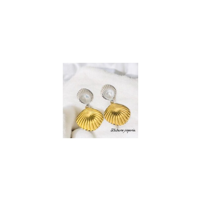 Pendientes 2 tonos acero inoxidable gotas