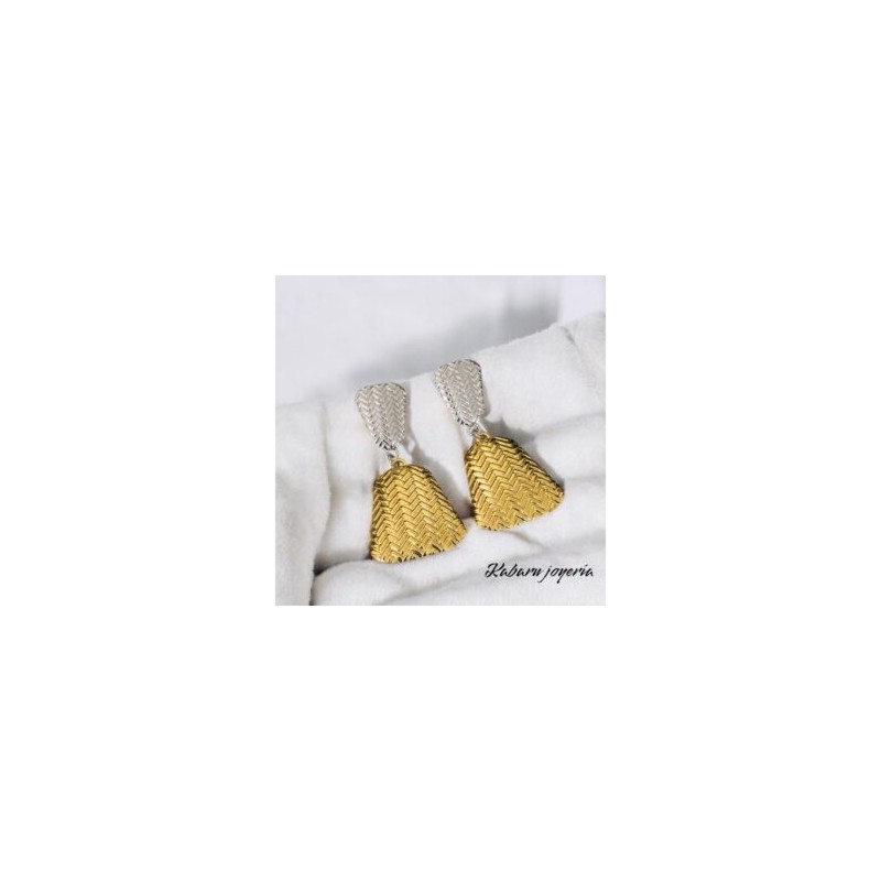 Pendientes 2 tonos acero inoxidable gotas