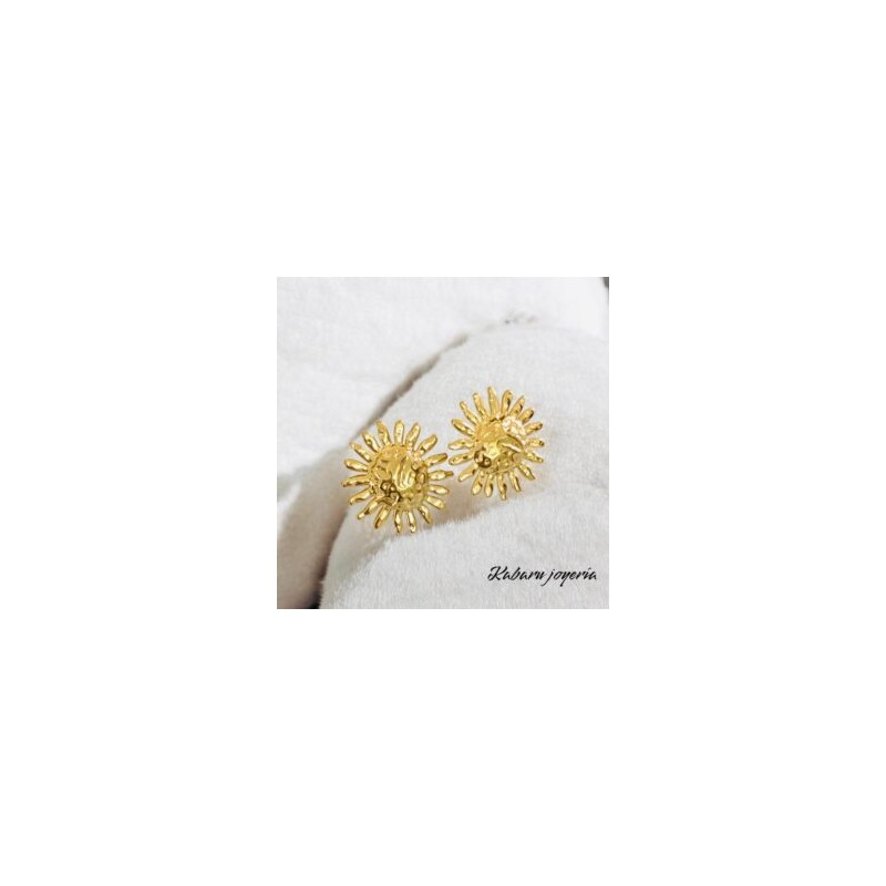 Pendientes dorados acero inoxidable Sol