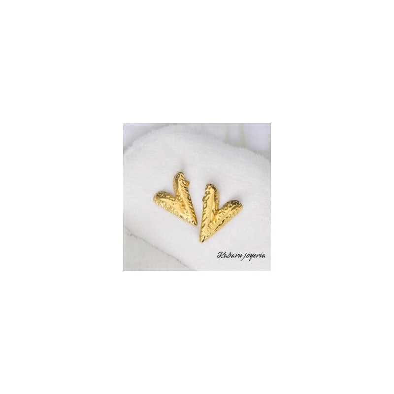 Pendientes dorados acero inoxidable corazon