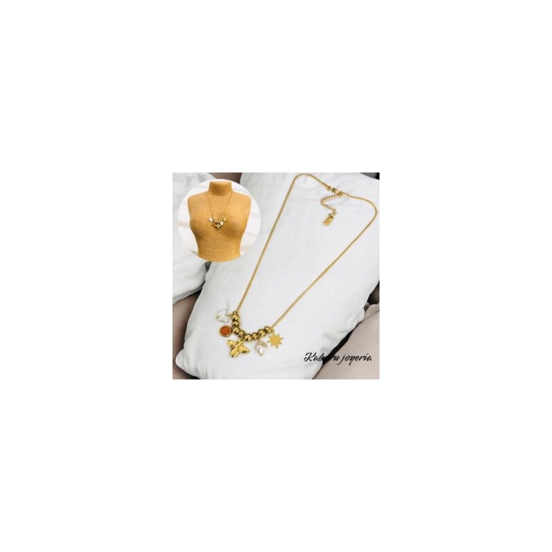 Collar dorado acero inoxidable dijes colgantes