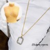 Collar dorado acero inoxidable cuadro plata