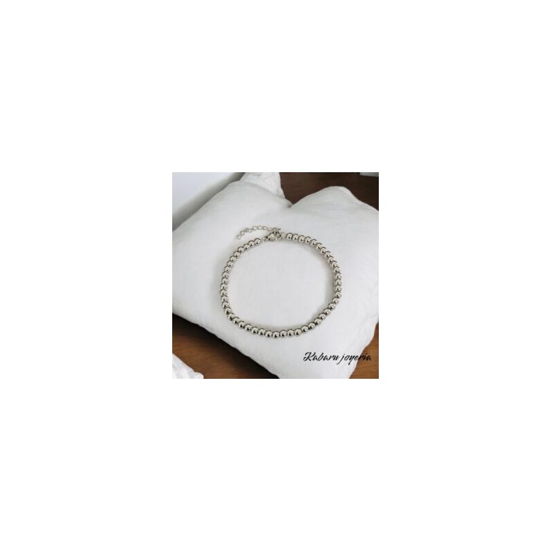 Pulsera color plata acero inoxidable bolas